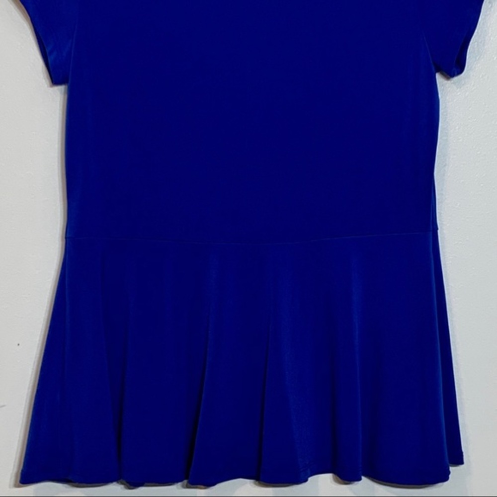 EUC Dana Buchman Bright Blue Peplum Blouse - Picture 6 of 7